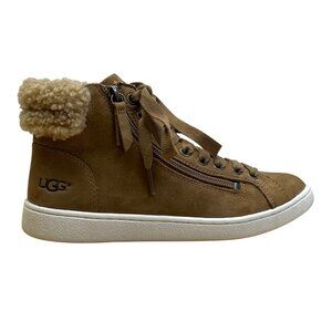 UGG Women’s Brown Nubuck Lace-Up Shearling High-Top Sneakers Size 6